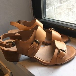 Madewell Mariel tan leather heeled sandals